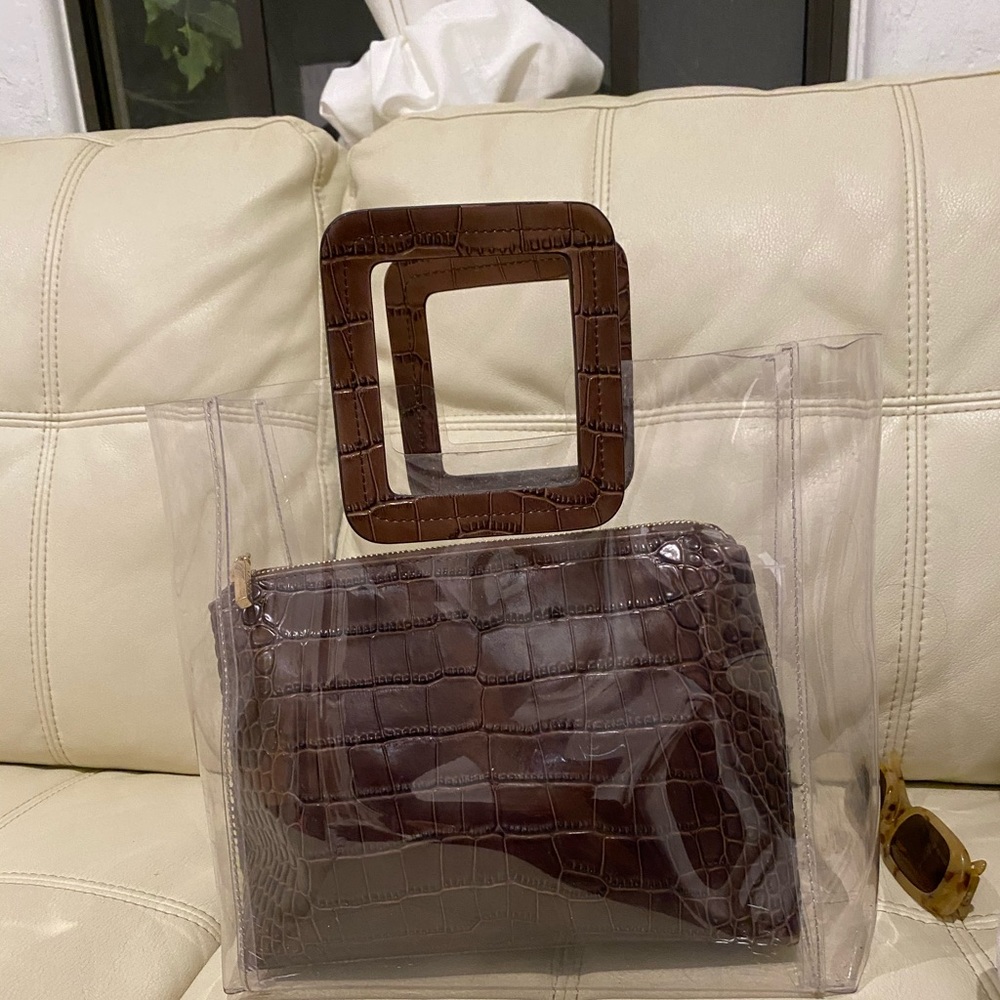 Clear STAUD Bag with Croc Pouch inside: Shirley